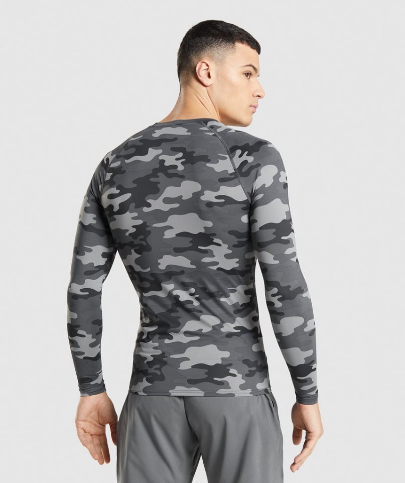 Men's Gymshark Element Baselayer Long Sleeve Top T-Shirts Camo | CA 18DN73